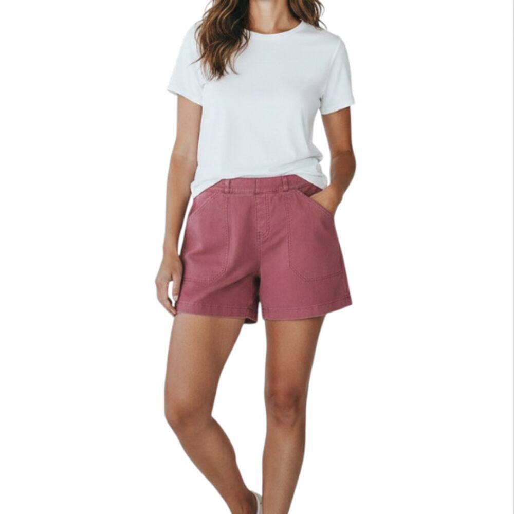 SPANX Stretch Twill 6" Shorts Women XL Wild Rose Pull On Comfort Everyday Travel